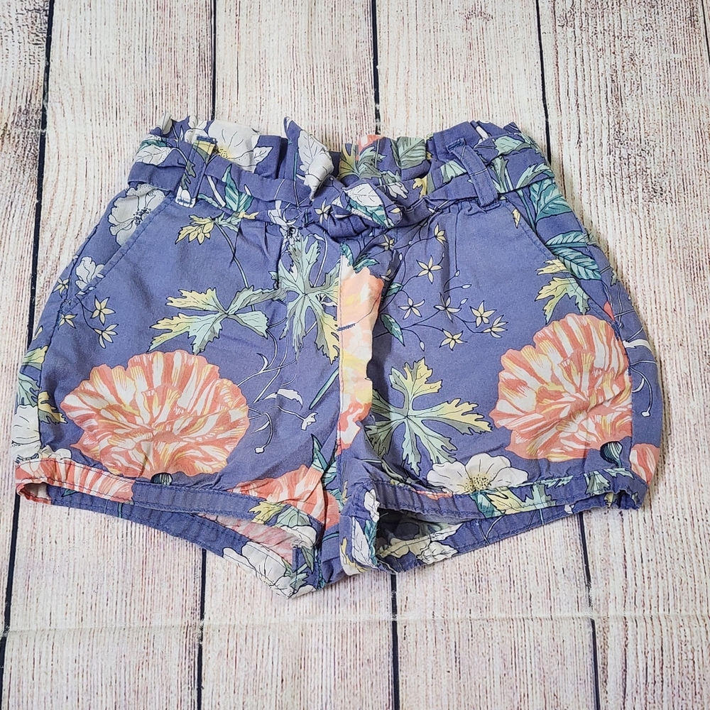Gap Kids Shorts Floral Blue Gray Belt Knot Toddler Girls 2T